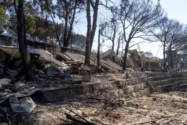 Le camp de Moria après l'incendie du 8 septembre. © MSF